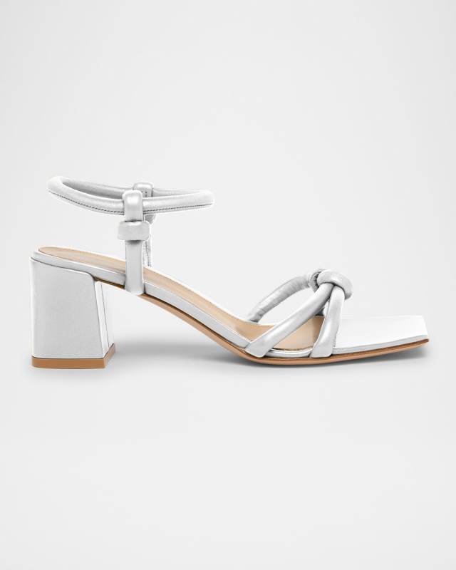 Leather Knot Ankle-Strap Sandals